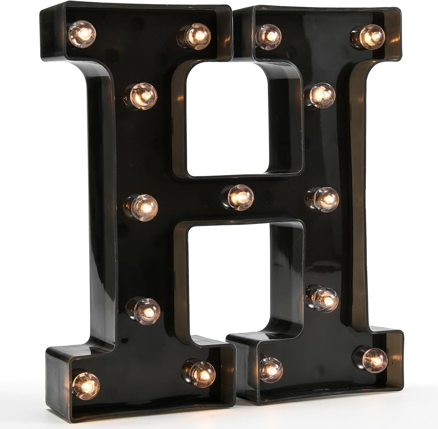 Light Up Black Alphabet Marquee Letters Sign LED Marquee Number Lights Sign for Night Light Home Bar Christmas Lamp Birthday Party Wedding Decoration H