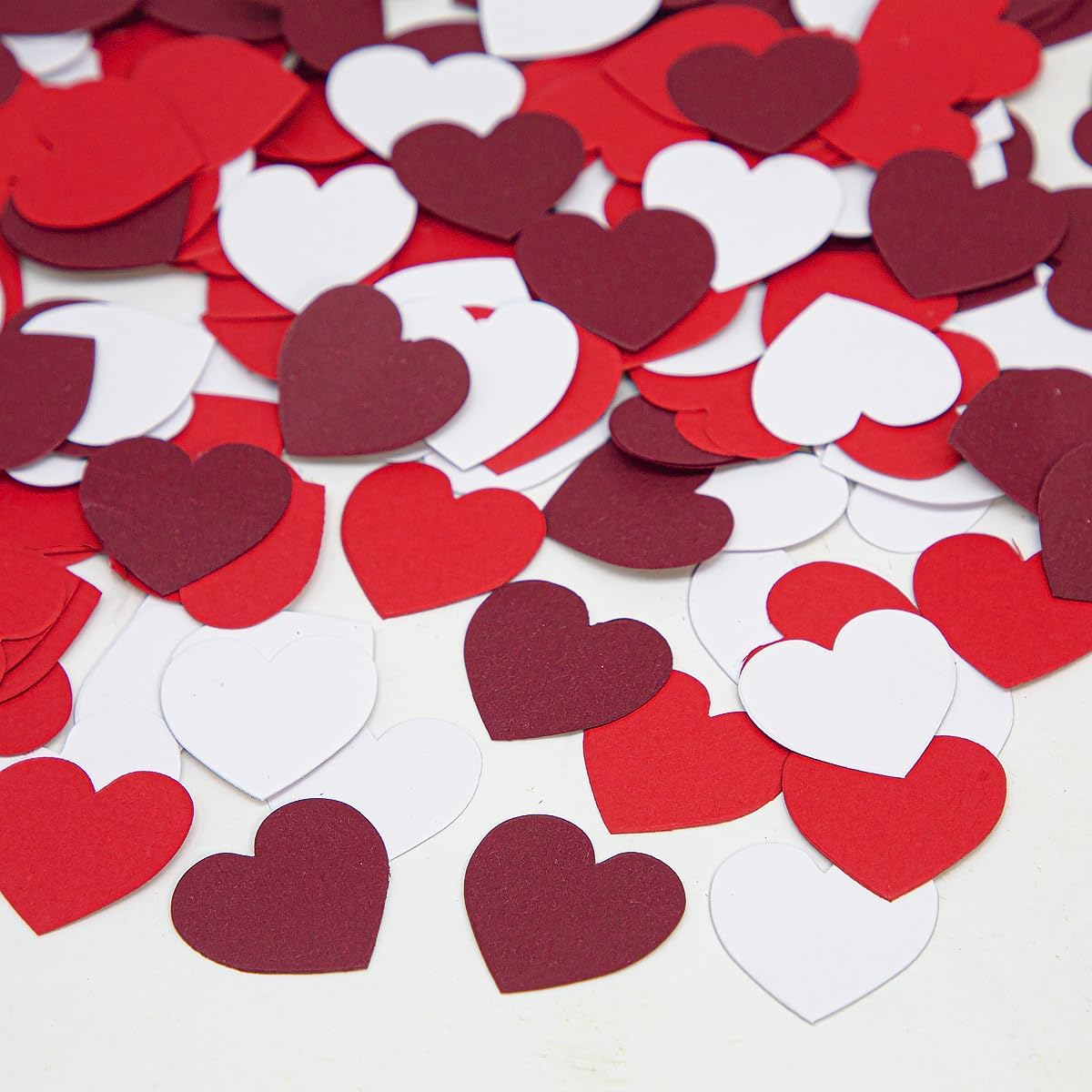 White Red Burgundy Party Decorations - 300Pcs Paper Heart Confetti Engagement Mother's Day Wedding Anniversary Romantic Bridal Shower Birthday Party Valentine Galentines Day Table Decor HongTongTong