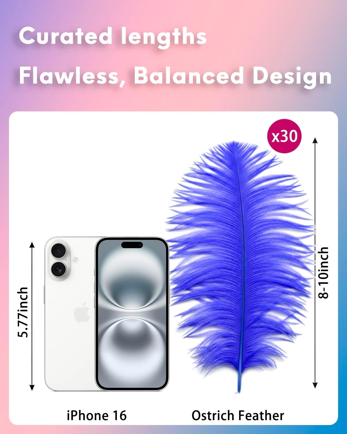 NEWONG 30pcs Royal Blue Ostrich Feathers Natural Bulk 8-10in（20-25cm） Vase Craft Wedding Home Party Centerpieces Christmas Day Decoration