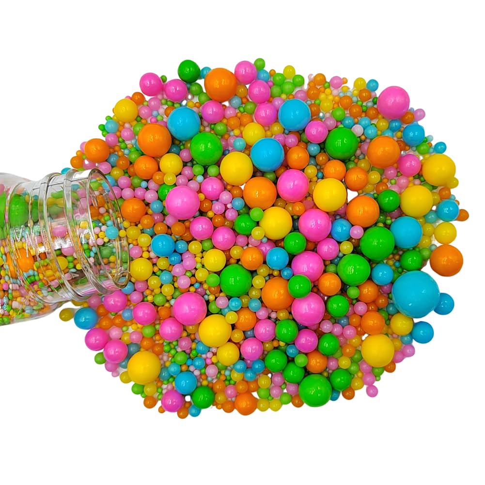 Edible Pearl Sugar Sprinkles Rainbow Candy Mixing Size Baking Edible Cake Decorations Cupcake Toppers Cookie Decorating Celebrations Wedding Valentines Easter Halloween Christmas Supplies 120g/ 4.23oz