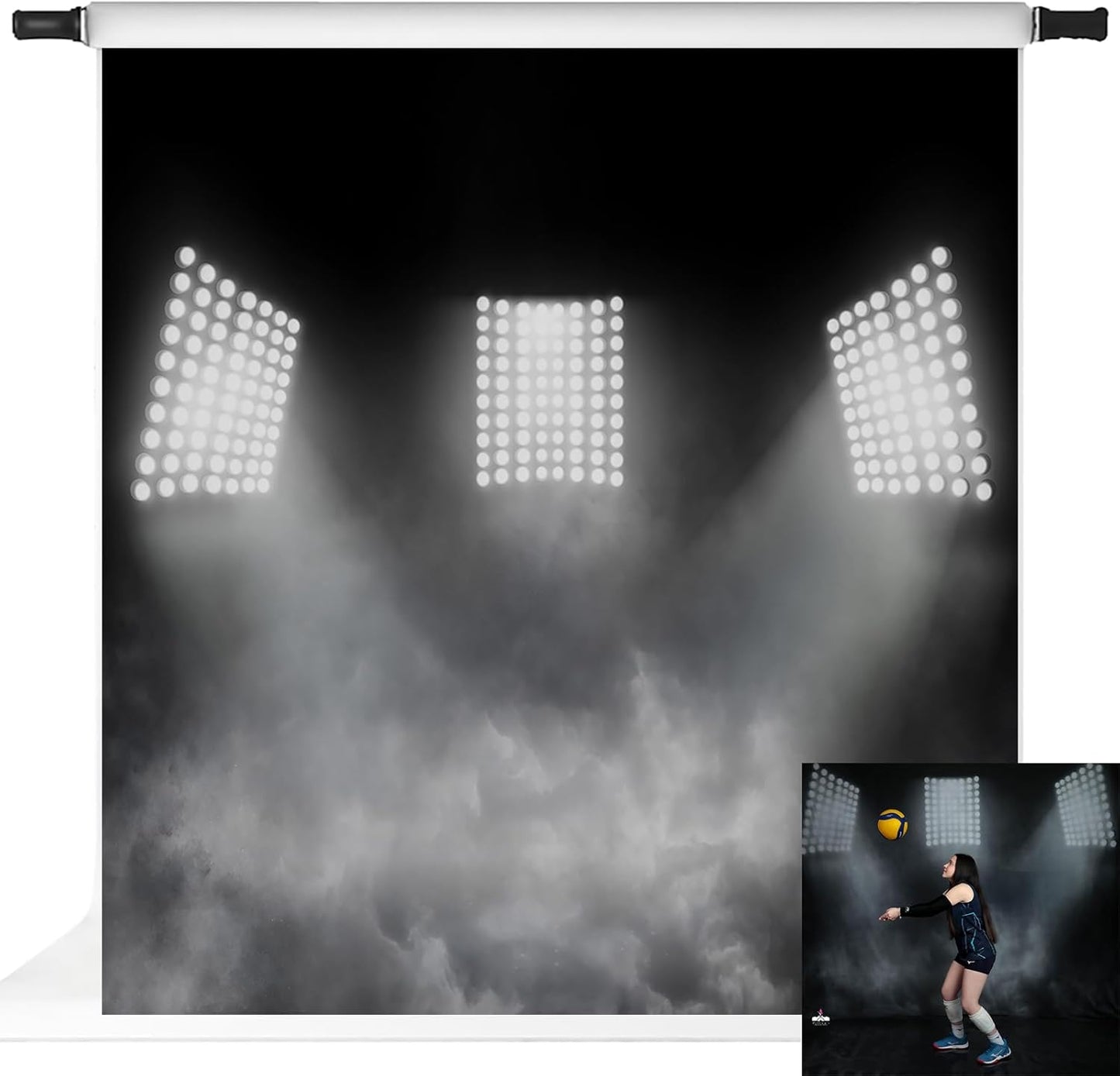 Kate 8x8ft Sports Stadium Photography Background Artistic Backdrop for Portrait Smoky Grey Spotlight Photo Background