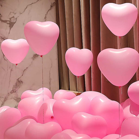 50 6-inch Pink Color Heart shaped Latex Balloons for Valentines Day,Propose Marriage,Wedding Party.