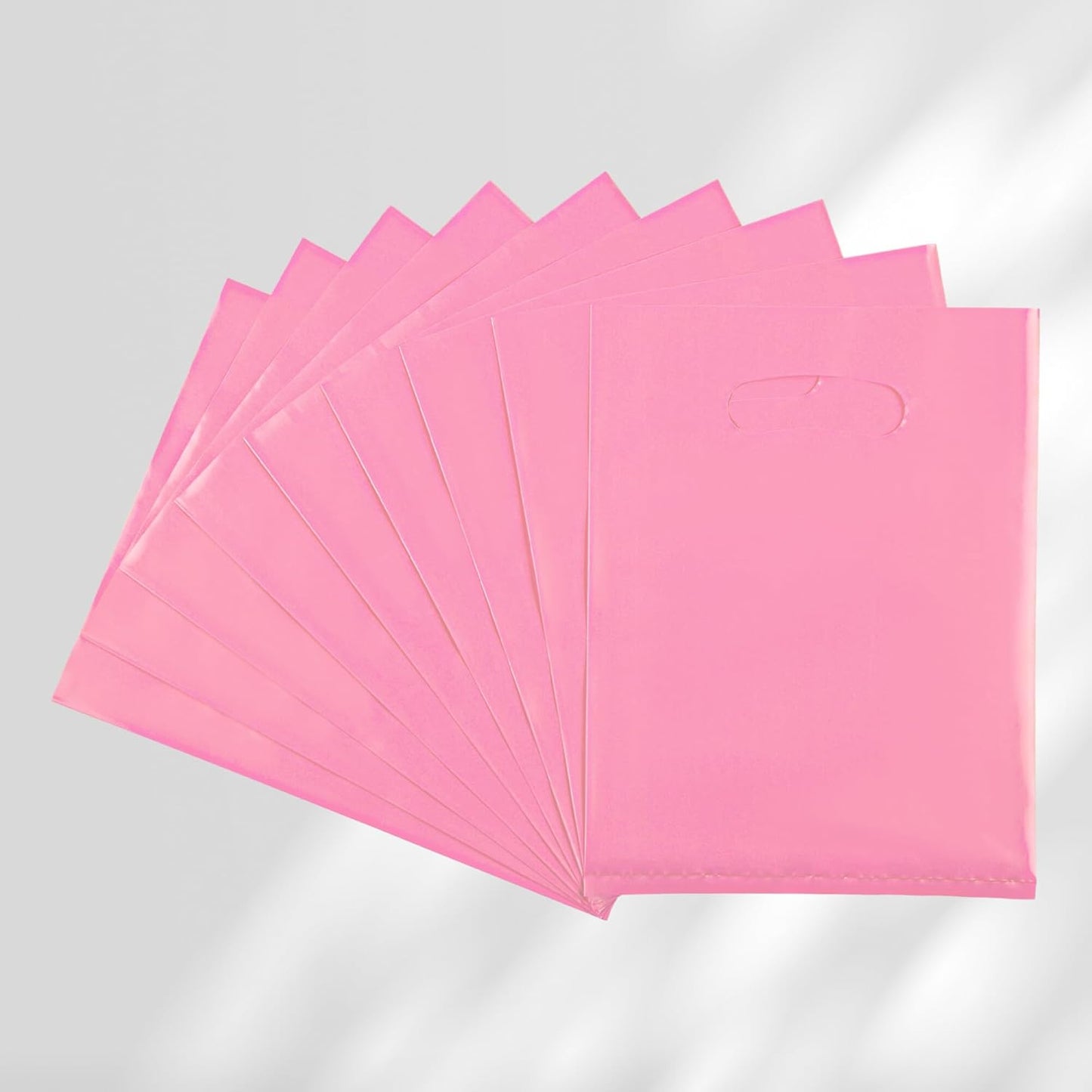 Pink 100 PCS Small Gift Bags, 6"x8" Goodie Party Favor Bags with Handle, Treat Retail Pouches for Kids Birthday, Christmas, Small Business