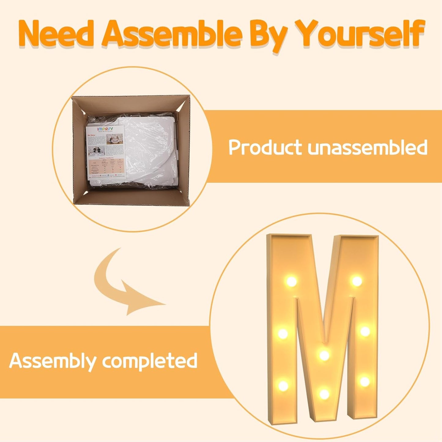 Marquee Letters 3 Feet Tall Large Light Up Letters M Wedding Mr and Mrs Sign Marry Me Engagement Party Decor Yellow Light Birthday Decorations Balloon Arch Kit Foam Sign M