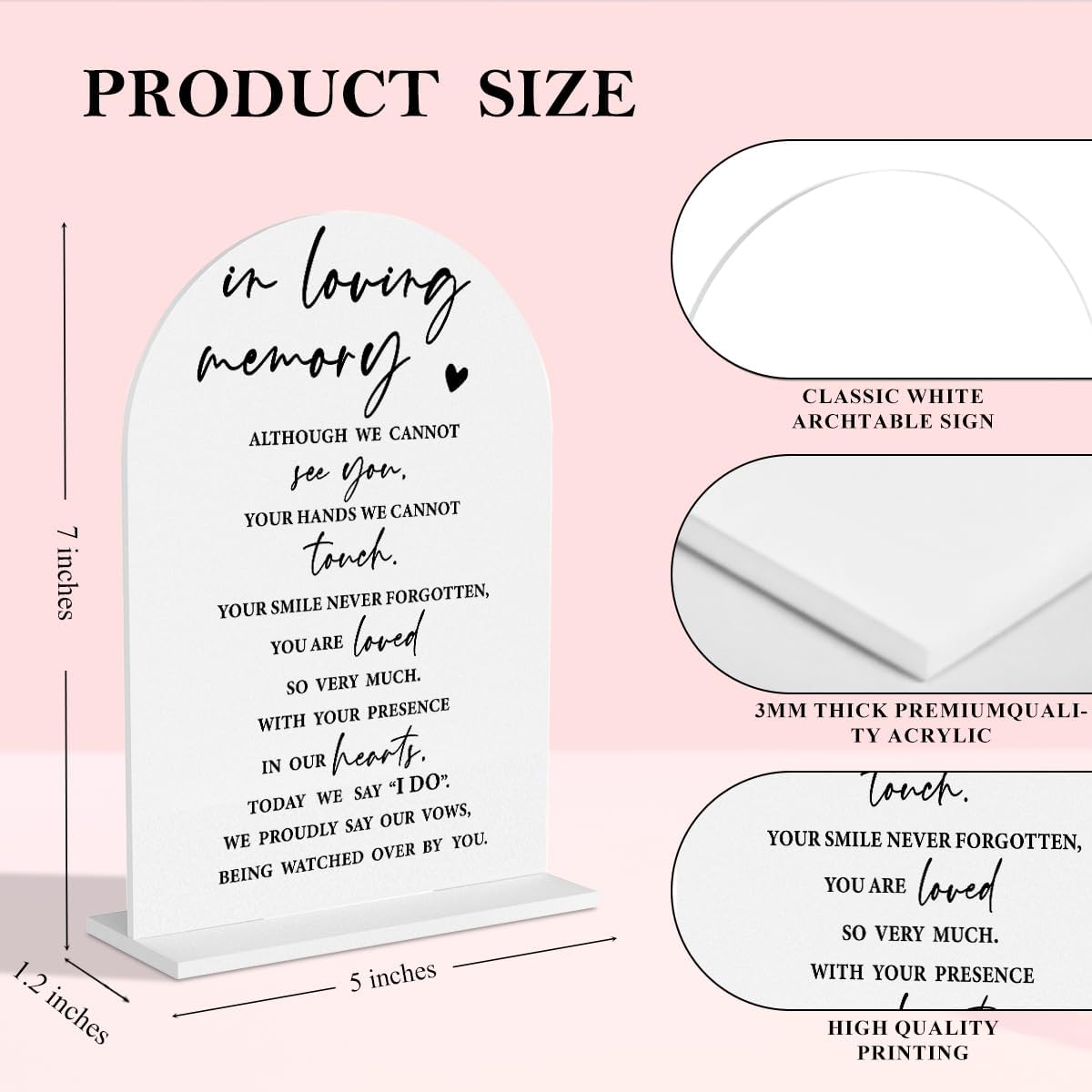 Wedding Memorial Sign Rustic Wedding White Acrylic Gift Table Sign for Ceremony and Reception, Acrylic Memorial Signs Gifts for Marriage Reception Signs