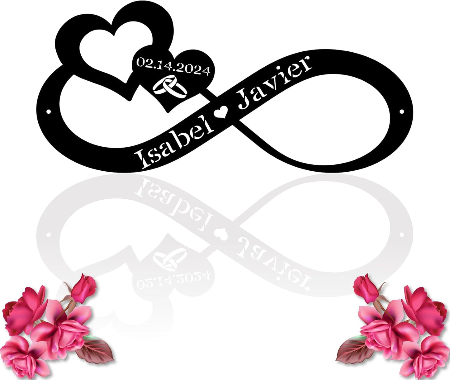 Infinity Heart Metal Wall Decor, Unique Infinity Heart Wall Decor Love Sign Plaque Steel Art Geometric Wall Decor Set Cut Out for Outside (Infinity Heart Love Sign)