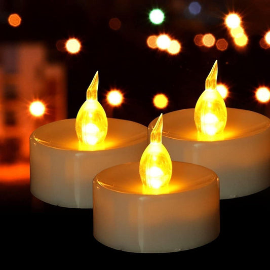 Battery Operated Tea Light Candles:200 Pack Flameless LED Realistic Flickering Candles 200+ Hours Electric Fake Candle in Warm Yellow Ideal for Party, Wedding, Birthday, Gifts and Home Decoration