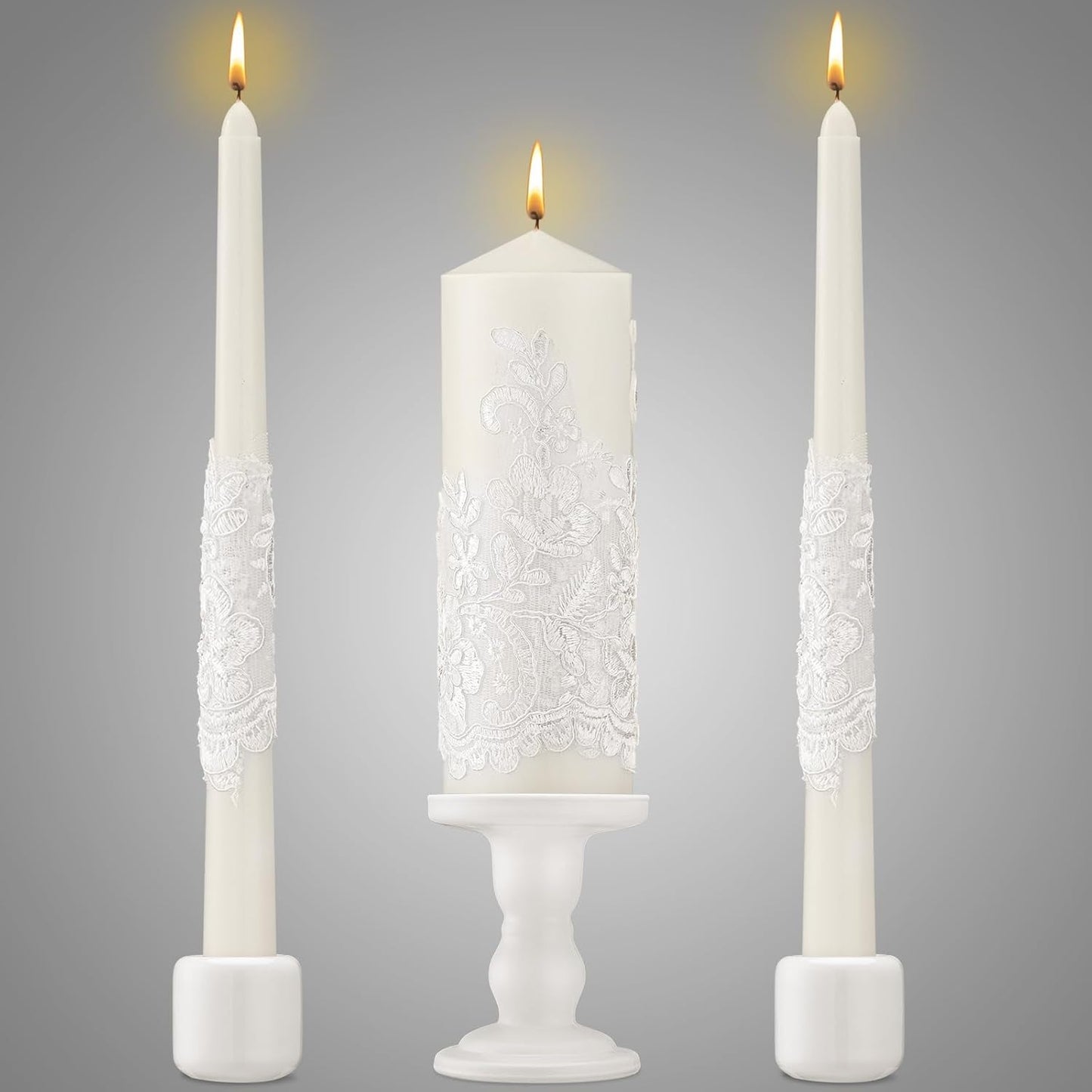 Irenare Unity Candles with Holder for Wedding Ceremony Wedding Decortions Accessories Glass Candle Holder Pillar Candle for Formal Events Church (Ceramics)