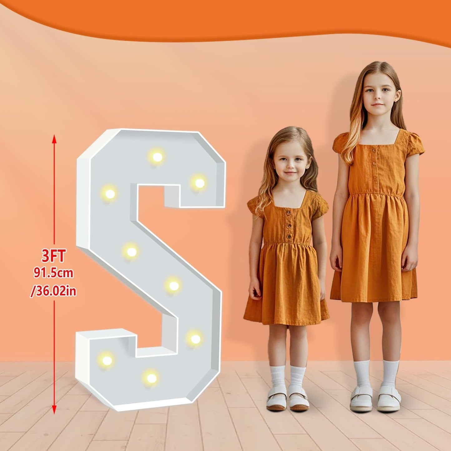 Marquee Light Up Letter S, Light Up Letters Art Craft Kit for Party Decorations, 3FT White Foam Board Letters for Baby Shower, Birthday, Wedding, Engagement Decorations