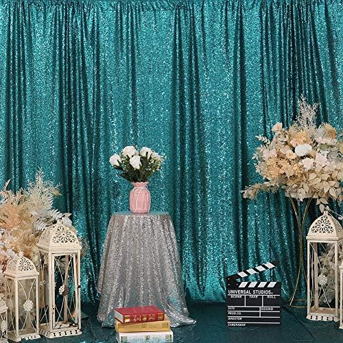 Eternal Beauty Teal Sequin Backdrop, 5x7 Ft Glitter Background Curtains for Shimmer Photography Party Wedding Birthday Back Drop Decor