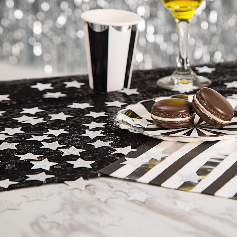 MOWO Glitter Star Confetti Wedding Party Decor and Table Decor 1.2’’ in Diameter (silver glitter,200pc)