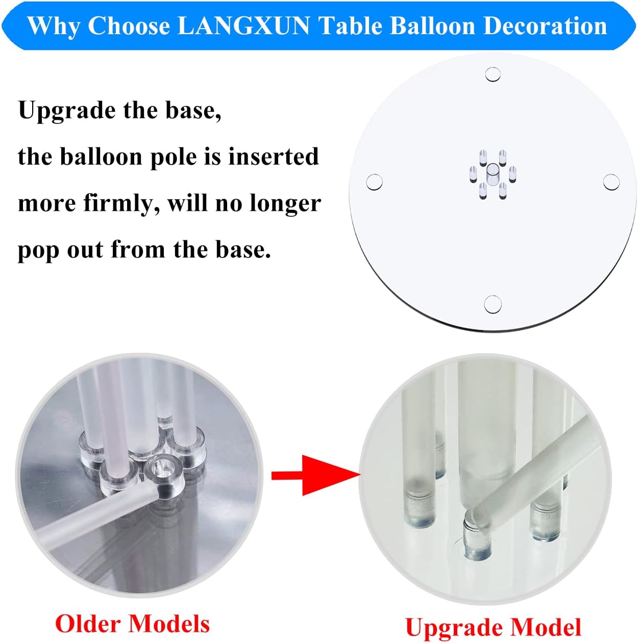 LANGXUN 28" Height Table Balloon Stand Kit for Birthday Party Wedding Decorations, Balloons Arch Kit for Graduation Party and Christmas Balloon Decorations (6 Pack)