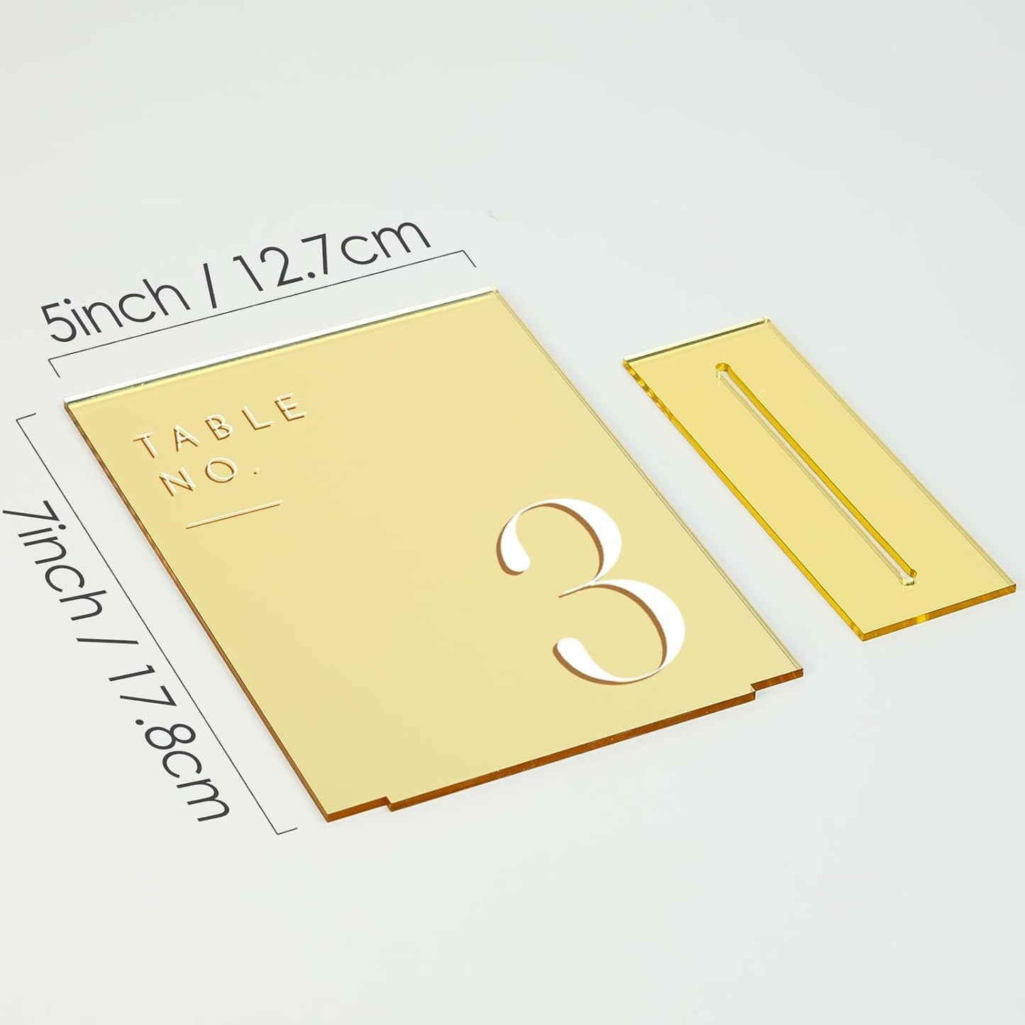 JINMURY Gold Wedding Table Numbers 1-20 with Stands, 5"x7" Gold Mirror Acrylic Table Numbers, Perfect for Wedding Reception, Party, Anniversary, Event