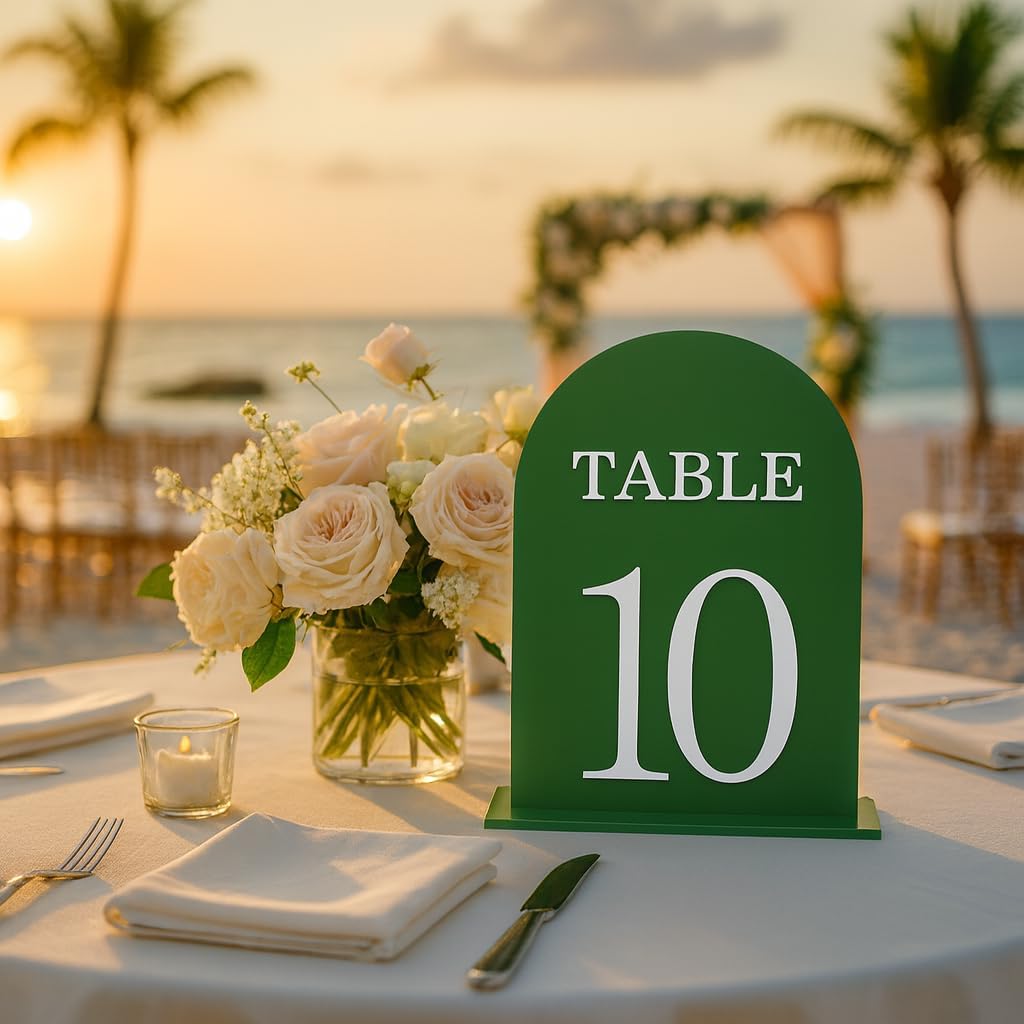 Arch Wedding Table Numbers 1-10 with Stands, 5" X 7" Double Sided Acrylic Wedding Sign Holders, Durable Non-Fading Table Number for Wedding Reception, Events, and Centerpieces