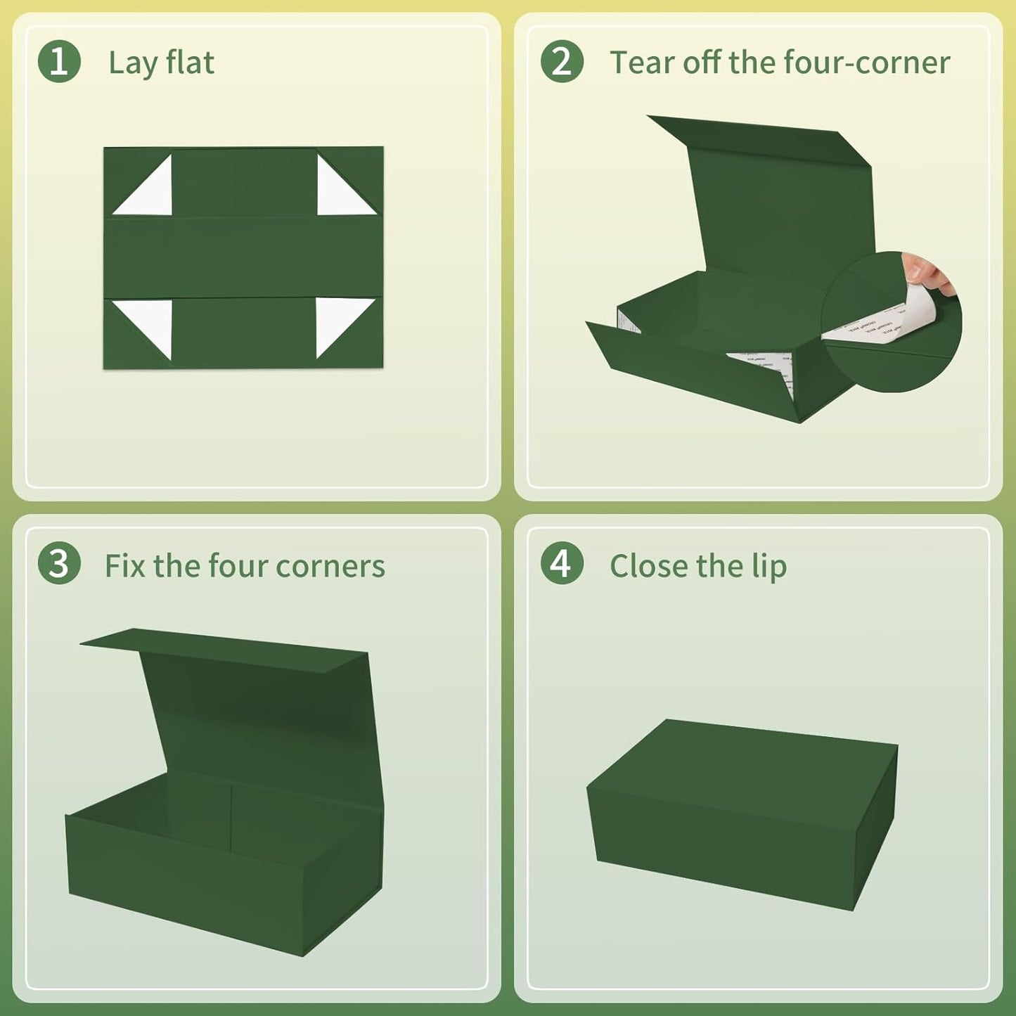 Rinrda Large Green Gift Box,13.75"x9"x4.5", Gift Boxes with Magnetic Lids for Presents Closure Gift Packing for Birthday,Christmas, Halloween,Wedding,Bridal Gifts,Mother's Day Gift Packging