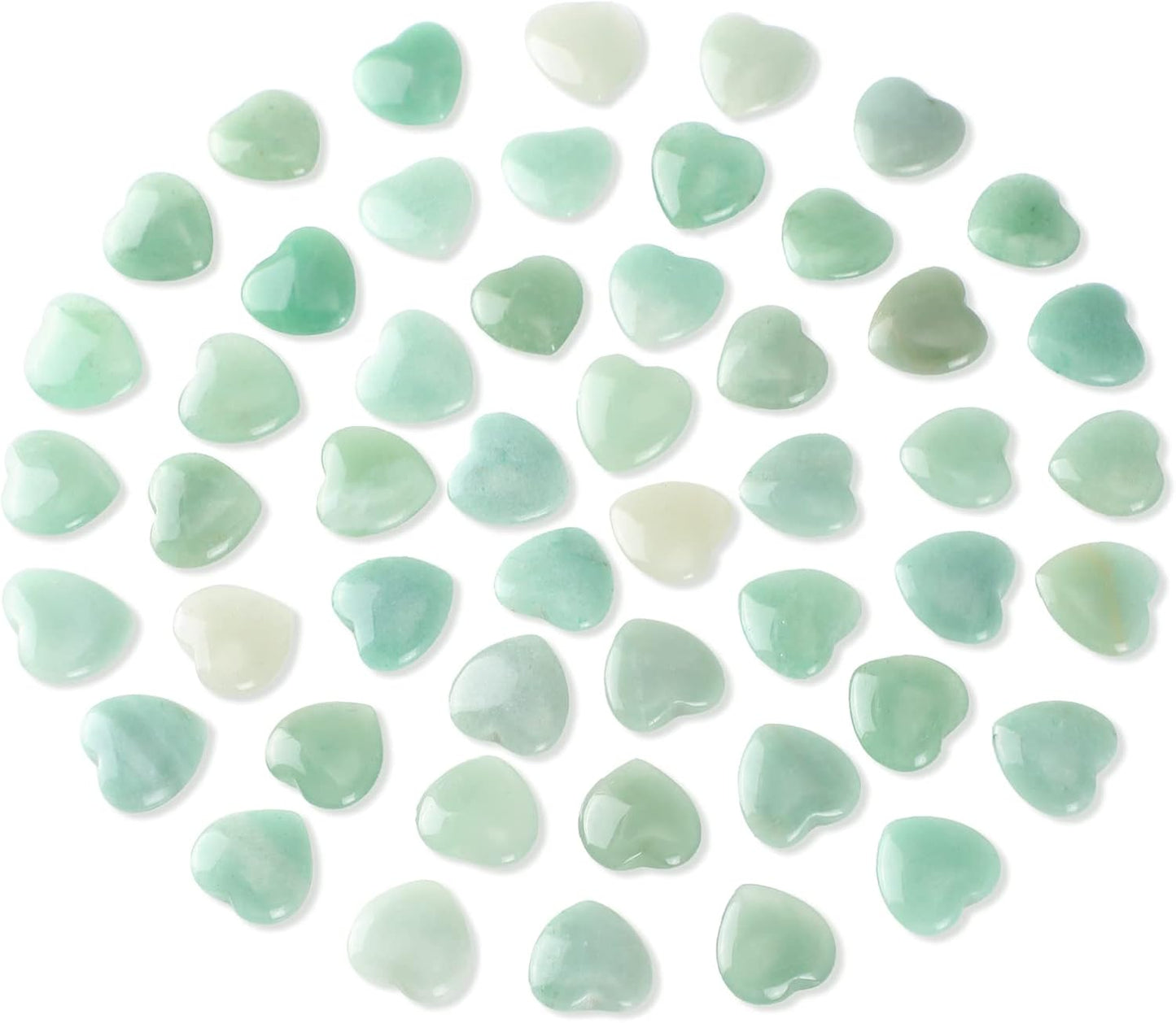 Gerrii 50 Pcs Heart Healing Stone Bulk Quartz Heart Inspirational Stones Gift for Women Love Pocket Polished Natural Energy Balancing Meditation 0.8 Inch(Green)