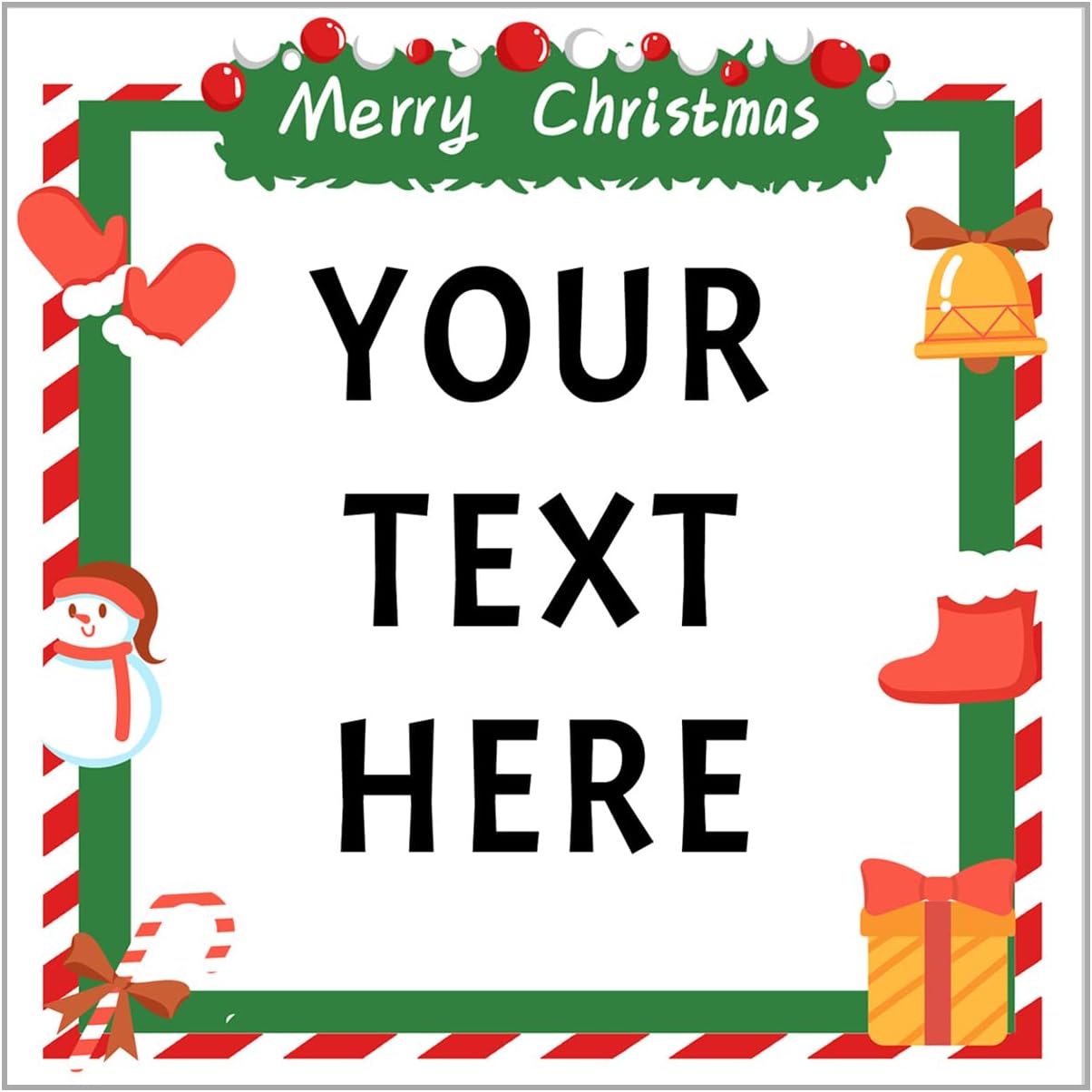 100-1000pcs Custom Stickers Merry Christmas Stickers Personalized Labels Adhesive Xmas Decorative Envelope Seals Stickers for Cards Gift Boxes(VSquare-1)