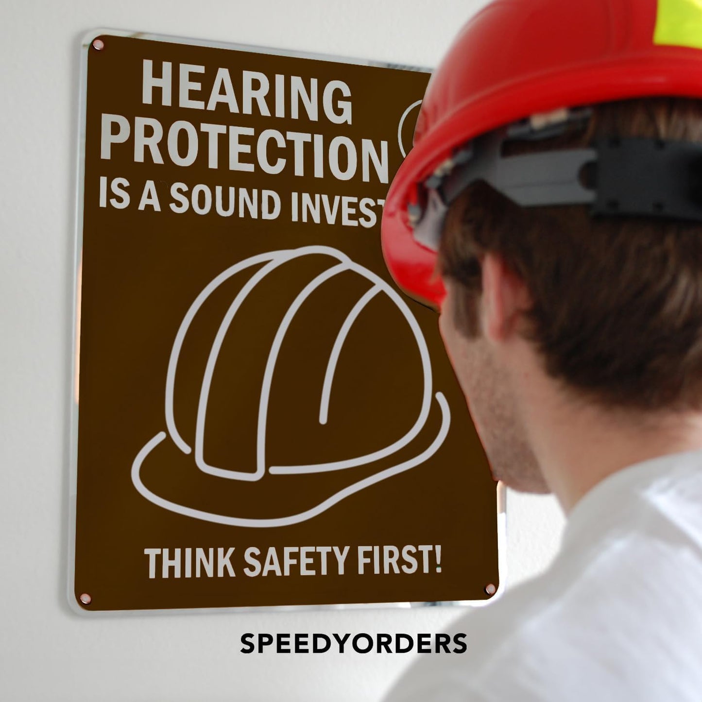 Custom Metal & Aluminum Business Signs - Personalized, Waterproof, 7x7 In (White Aluminum with Brown Background)