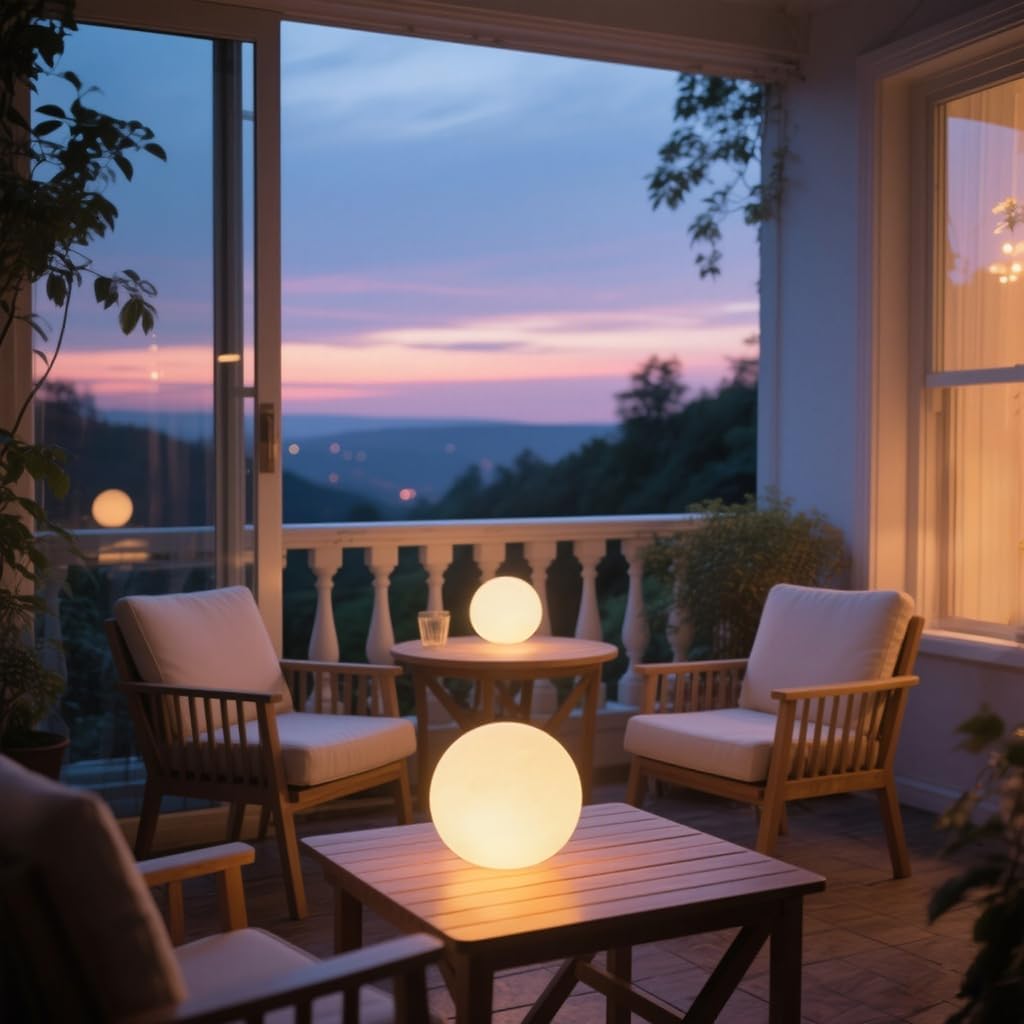 LED Night Light Ball Globe Lamp with Remote 8 Inch 16 RGB Colors Dimmable Mood Lights Rechargeable Outdoor Globe Light for Patio Nursery or Home Decor IP65 Waterproof Ball Light