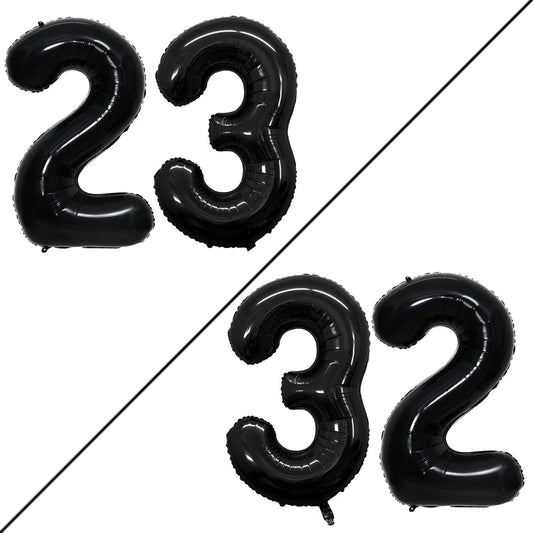 GOER Number 23 Balloons for 23rd Birthday Party Decorations,42 Inch Jumbo Foil Helium 32 Balloons for 32nd Birthday Party Decoration (Black)