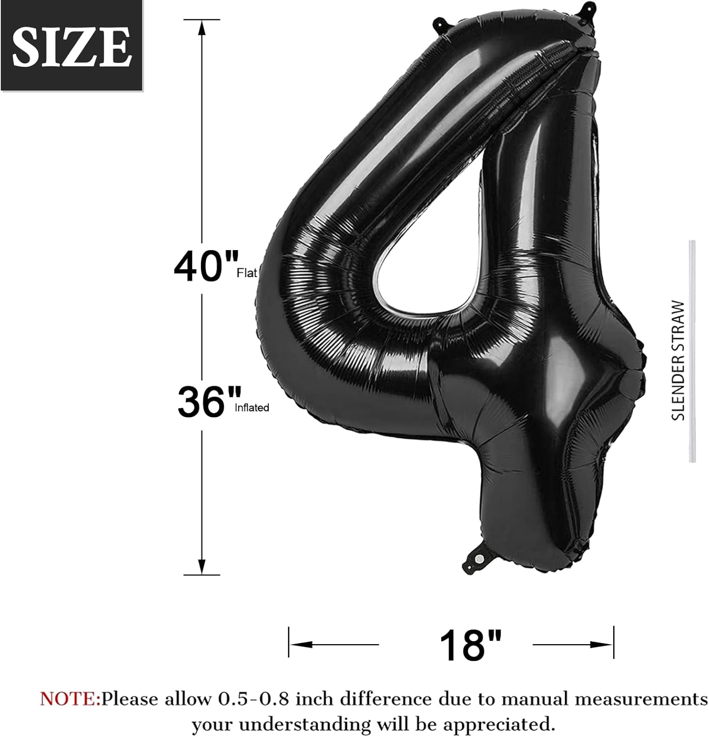 40 Inch Black Number Balloon 0-9(Zero-Nine), Big Size Happy Birthday Balloon, Foil Helium Big Number Balloon for Birthday Celebration Decorations Graduations Anniversary Photo Shoot