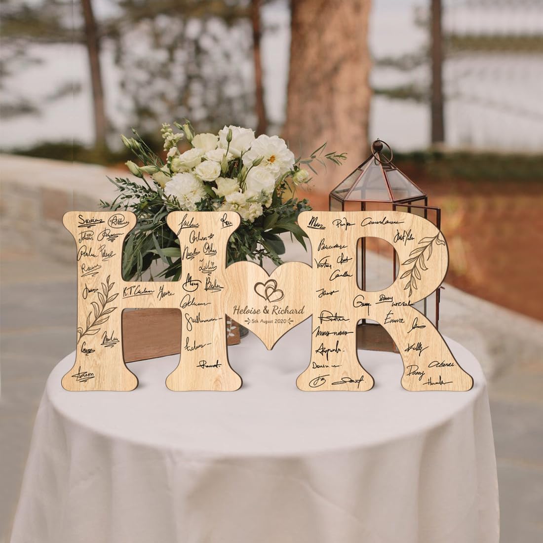 Personalized Wedding Guest Book Sign Custom Letter Name Date Rustic Wedding Guest Book Alternative Unique Guest Book for Wedding Anniversary Decor (Style 5)