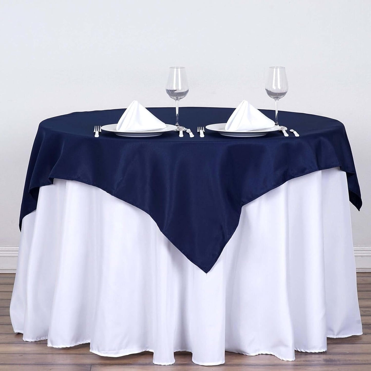 Efavormart 54x54 Navy Blue Wholesale Linens Seamless Polyester Square Linen Tablecloth for Wedding Banquet Party Restaurant
