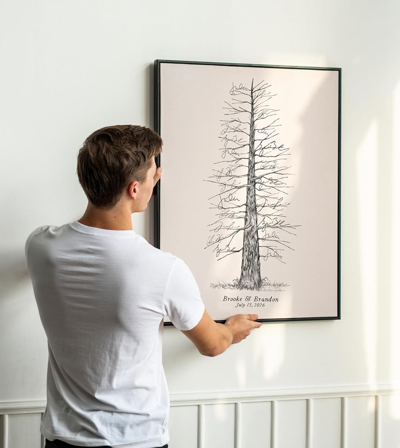 Guestbook Tree Signature Pine Tree with Watercolor for Wedding, Guest Books Guest Sign in