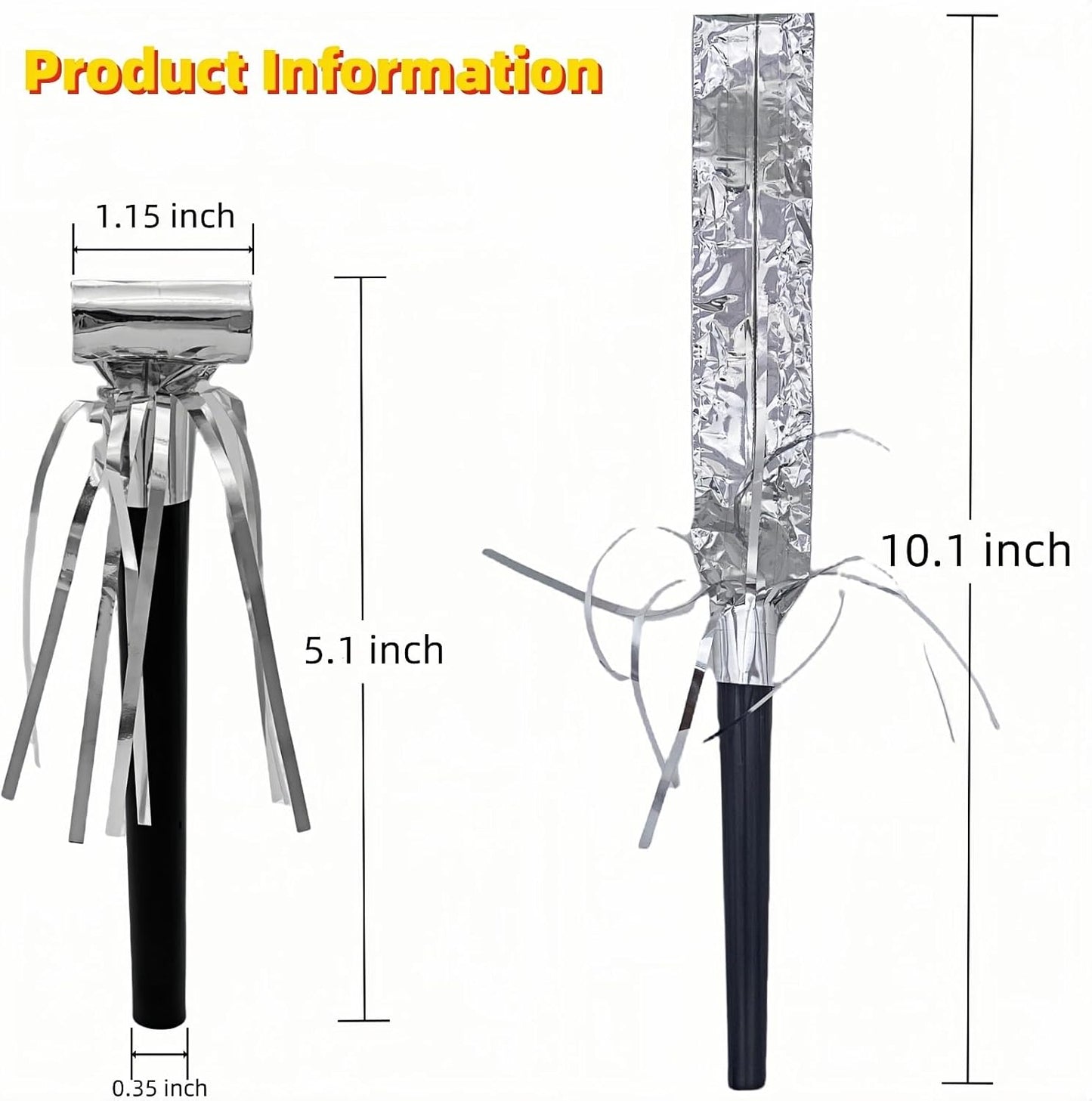 48 Pieces Party Squawkers Christmas Party Blowers Noise Makers for New Year Party Favor Supplies, Silver