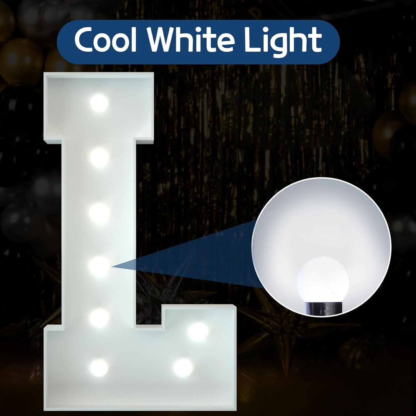 Marquee Letters 3 Feet Tall Large Light Up Letters Baby Shower Decorations Wedding Engagement Proposal White Party Decorations Marry Me Sign Big Cardboard Backdrop L