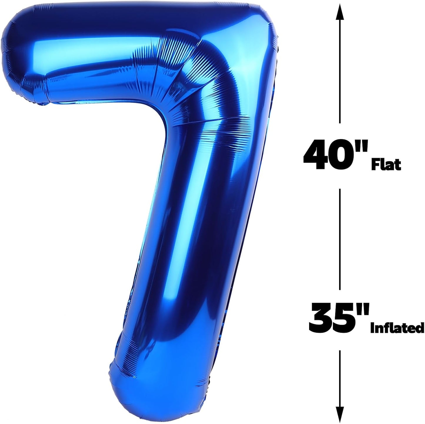 Navy Blue Number 7 Birthday Balloon 40 Inch, Digital Balloons for 7 17 27 37 70 77 Party Celebration Decorations Supplies, Mylar Foil Numbers Balloon for Seven Wedding Anniversary