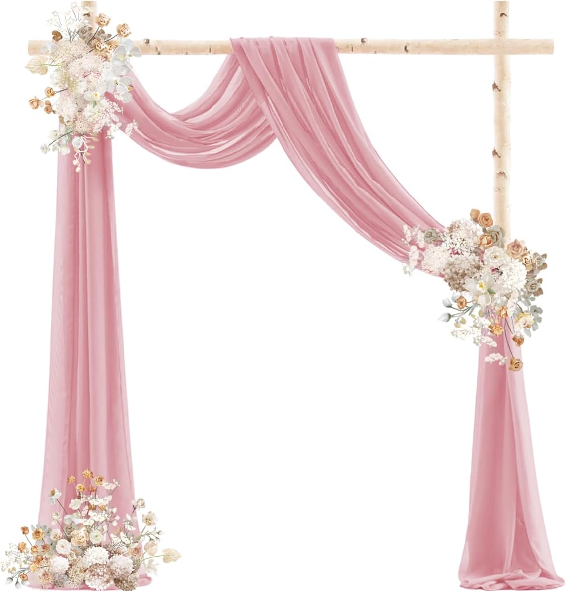 Dusty Rose Wedding Arch Draping Fabric 2 Panels 29" x 20 FT Wedding Drapes for Backdrop Sheer Curtains Drapes for Romantic Bridal Baby Shower Ceremony Birthday Party Fall Outdoor Events