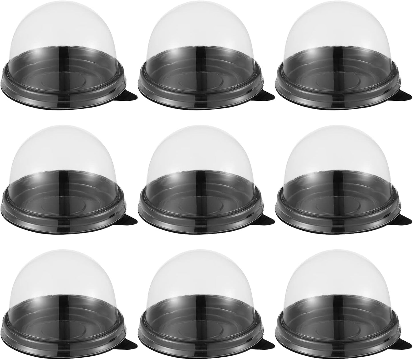NUOBESTY Individual Cupcake Boxes 100pcs Round Plastic Transparent Dome Cupcake Boxes Egg-Yolk Puff Food Container Single Dome Boxes Baking Packing Box - Black