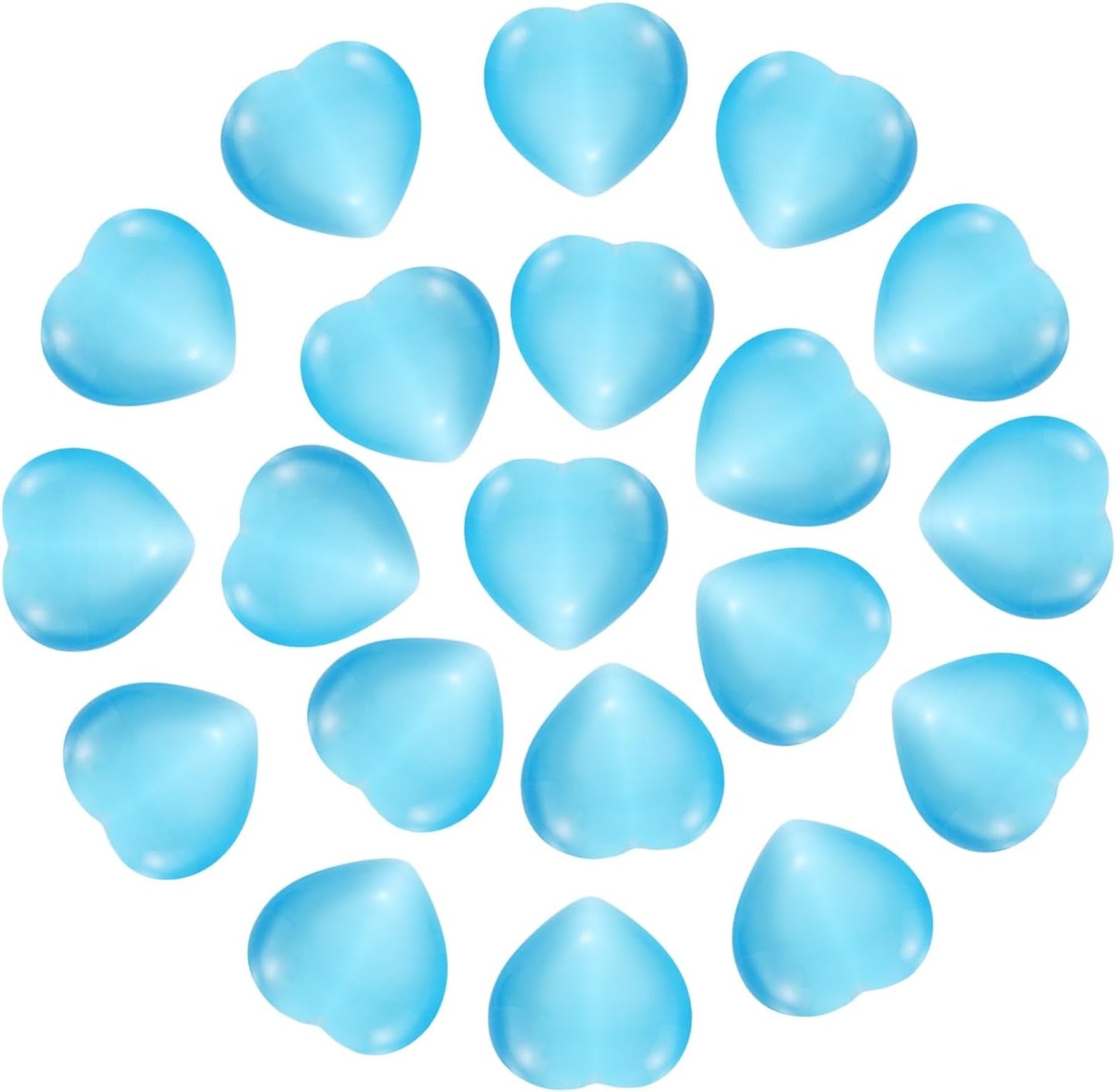 PATIKIL 20 Pcs Natural Heart Shaped Crystal Stone, 0.6 Inch Mini Polished Love Gemstone Crystal, Pocket Rock Engraved Worry Stones for Women Gifts Meditation, Bright Blue