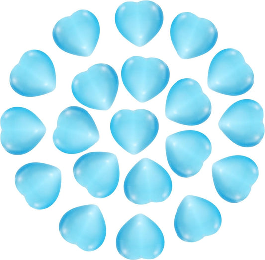 PATIKIL 20 Pcs Natural Heart Shaped Crystal Stone, 0.6 Inch Mini Polished Love Gemstone Crystal, Pocket Rock Engraved Worry Stones for Women Gifts Meditation, Bright Blue
