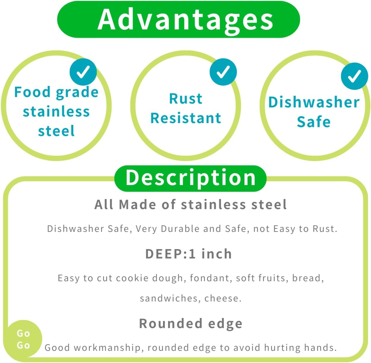 Vintage Cake Cookie Cutters Set - 3-Piece - 3.7 Inch - Stainless Steel - Dishwasher Safe - Perfect for Birthday, Wedding, Christmas, and Holiday Cookies (Heart, Scallop Designs)