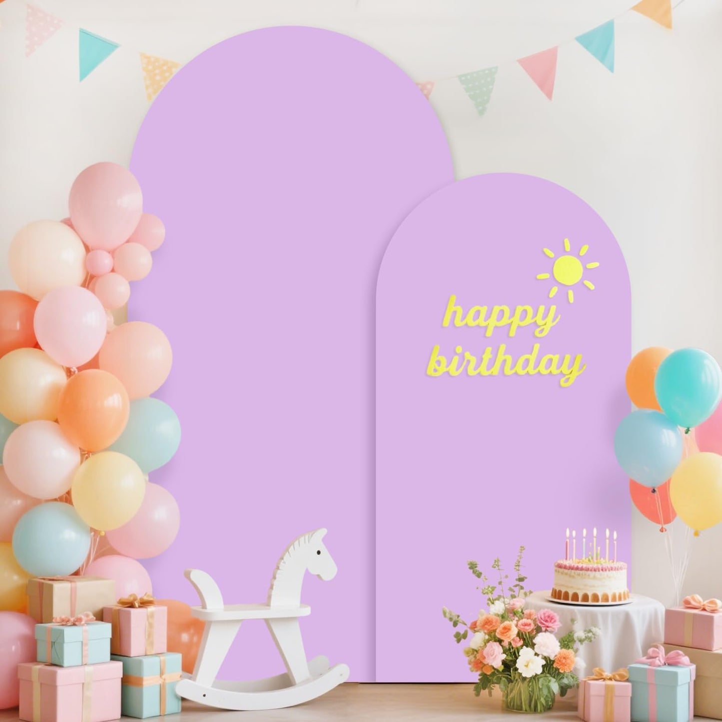 FUHSY Metal Arch Backdrop Stand Set of 2 with Cover (7.2FT+6FT) Wedding Arch Frame Stand Balloon Backdrops Arches Lavender Arch Backdrop Stands Cover for Birthday Party Gender Reveal Graduation Decor