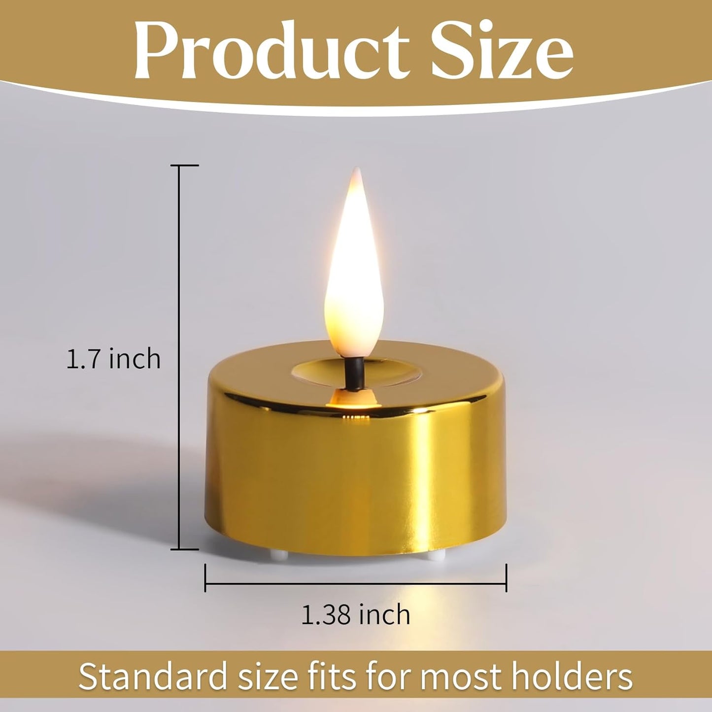 Eywamage Gold LED Tealights with Remote Batteries, Flickering Flameless Tea Lights Votive Candles Set of 12