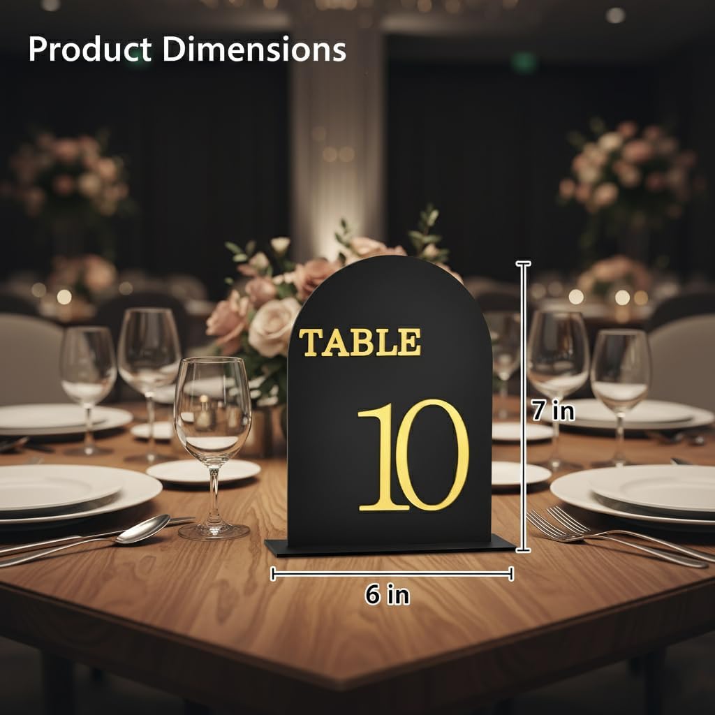 Arch Wedding Table Numbers 1-10 with Stands, 5" X 7" Double Sided Acrylic Wedding Sign Holders, Durable Non-Fading Table Number for Wedding Reception, Events, and Centerpieces