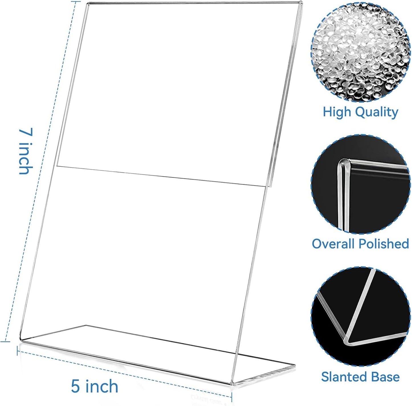 EHWINE 6 Pack 5 x 7 Acrylic Sign Holder, Clear Plastic Signs Display Stand, Vertical Slanted Back Paper Holder Stand up Table Top Sign Holders Flyer Stand Frames Suitable for Office Business Store
