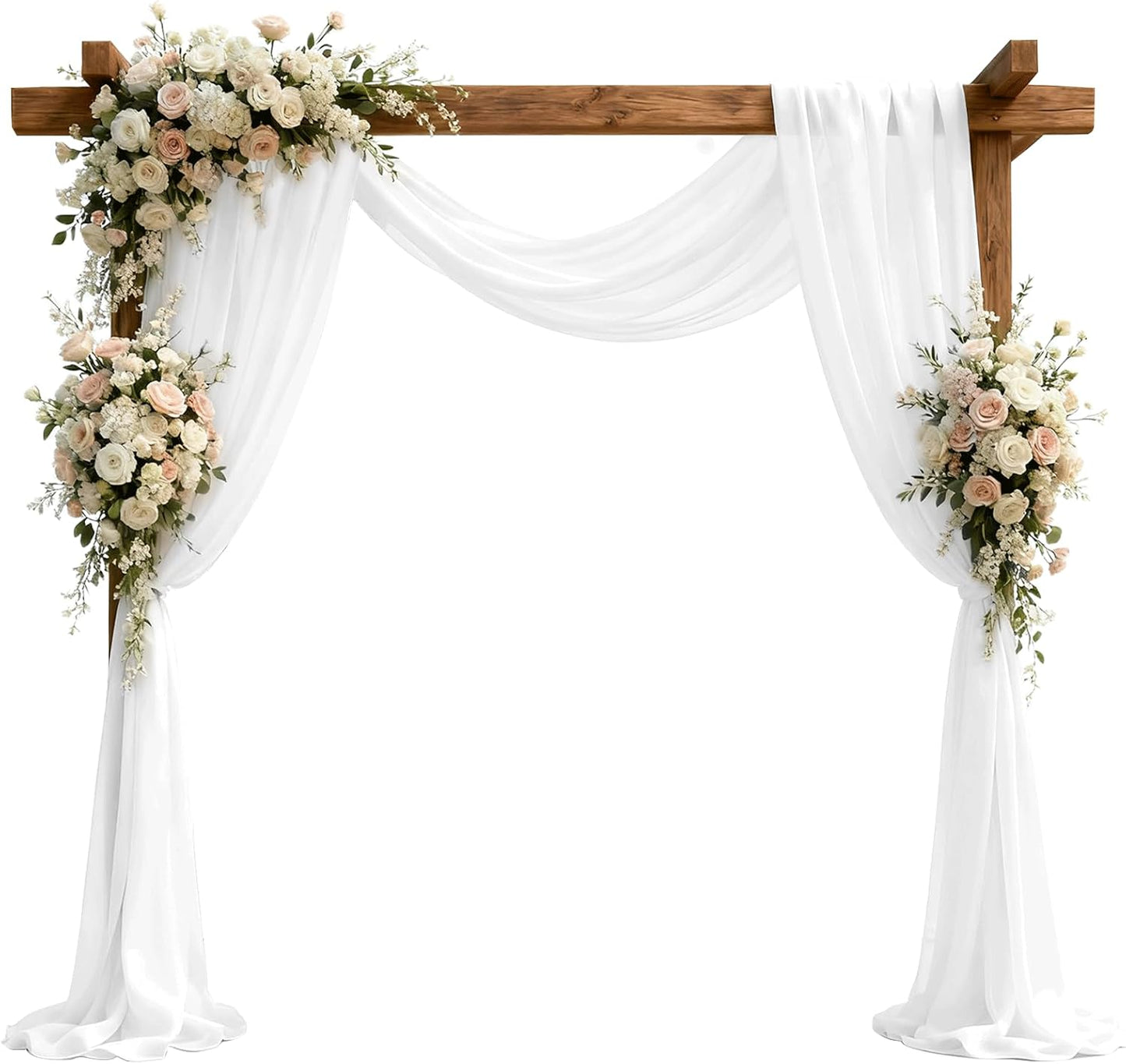 Wedding Arch Draping Fabric 29" x 18 FT White Sheer Chiffon Outdoor Curtain Drapes for Wedding Birthday Party Ceremony Decor(2 Panels, White)
