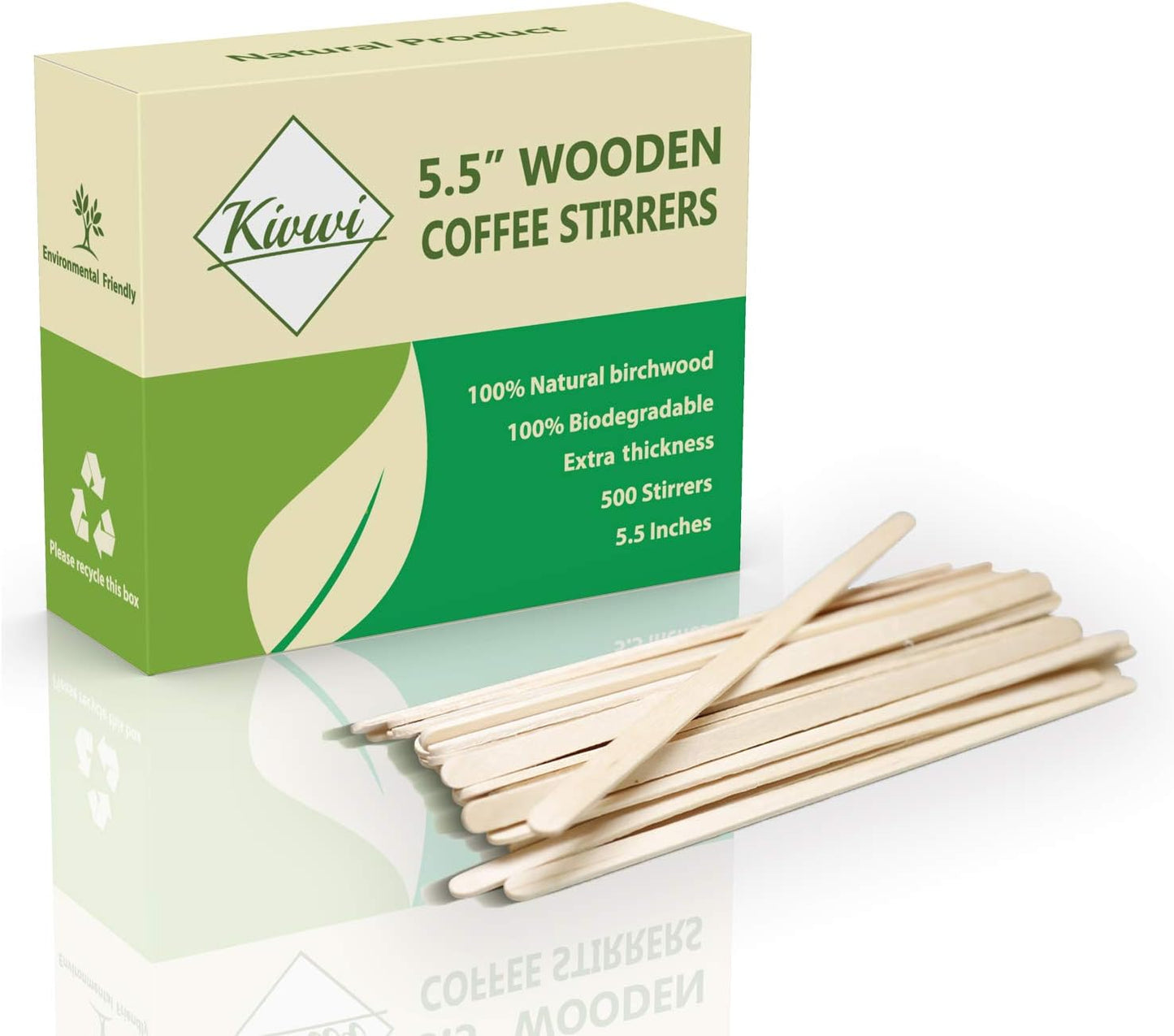 Premium Wooden Coffee Stirrers, 5.5 Inches Stir Stick, Box of 500