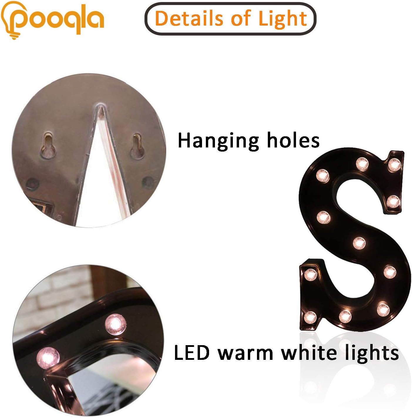 LED Illuminated Letter Marquee Signs - Alphabet Letters Lights for Wedding Birthday Party Christmas Night Light Lamp Home Bar Decoration (S - Black)