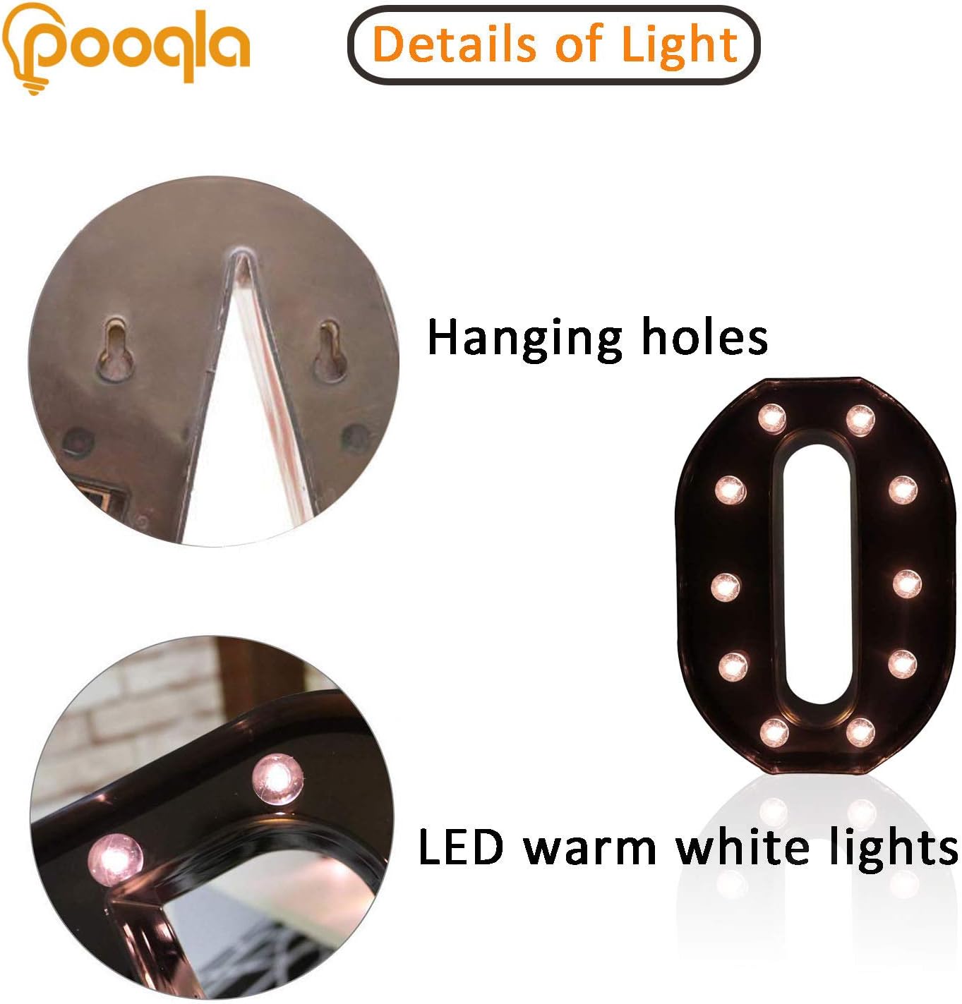 Decorative LED Illuminated Letter Marquee Sign - Alphabet Marquee Letters with Lights For Wedding Birthday Party Christmas Night Light Lamp Home Bar Decoration O, Black