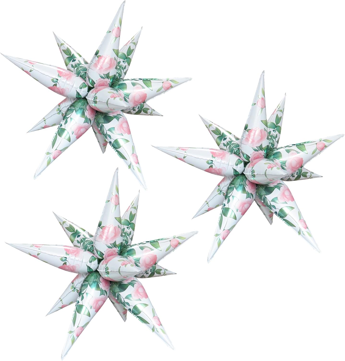 3pcs 26inch flower explosion star balloons,chinese rose explosion star balloons for flower theme birthday baby shower wedding party decorations.