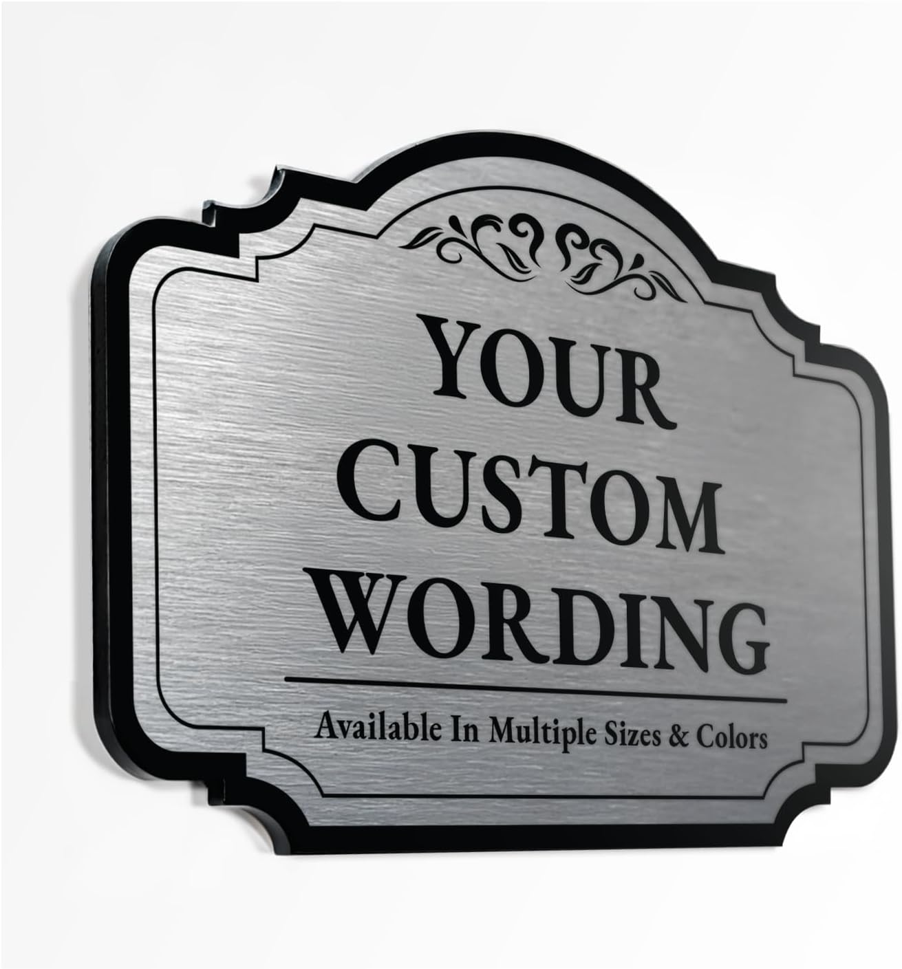 Custom Decorative Outdoor Metal Sign - Personalized Aluminum Driveway Sign, Waterproof, Made in USA - Design 2 Metallic Silver 36x24 In