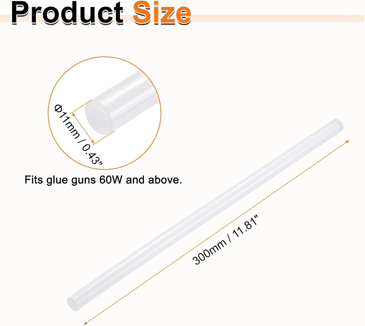 HARFINGTON 10pcs Hot Glue Sticks 0.43" Dia x 11.81" Long EVA Mini Hot Melt Adhesive Glue Stick for Hot Melt Gun Wood Plastic Glass Flowers Fabrics Foam, Clear