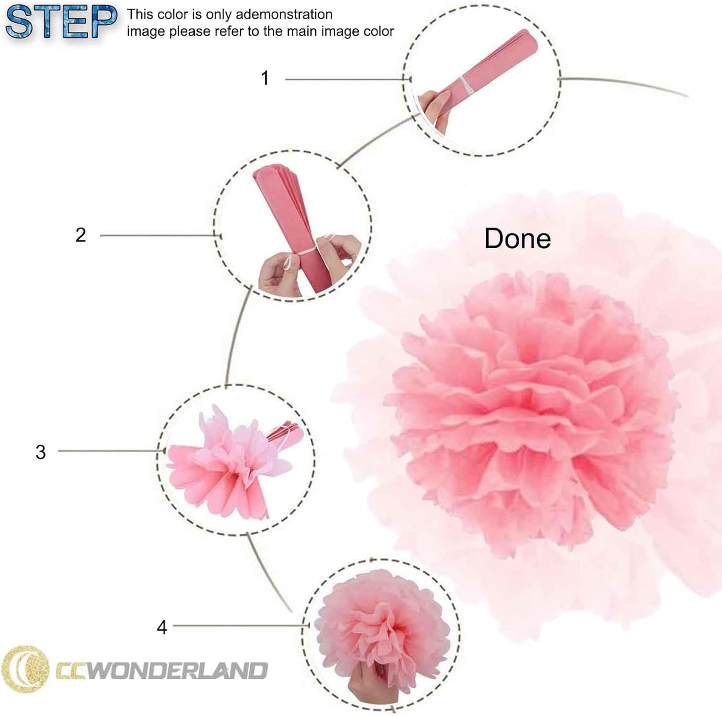 Rose Gold Tissue Paper Pom Poms-Blush Pink Tissue Paper Flowers-Wall Hanging Decorations for Bachelorette, Neutral,Bridal,Boho Wedding Baby Shower Decorations- Size of 8in,10in, 12in, Pack of 12