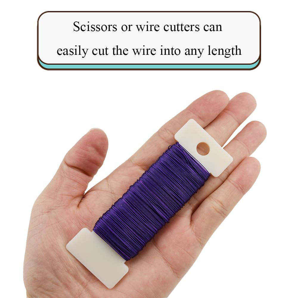 HAHIYO 26Gauge Purple Metal Floral Wire - 3 Rolls, 115 Yards (345 Feet) - Flexible Paddle Wire for Craft, Christmas Wreath, Flower Arrangement, Bouquet Wrapping, Wedding, DIY