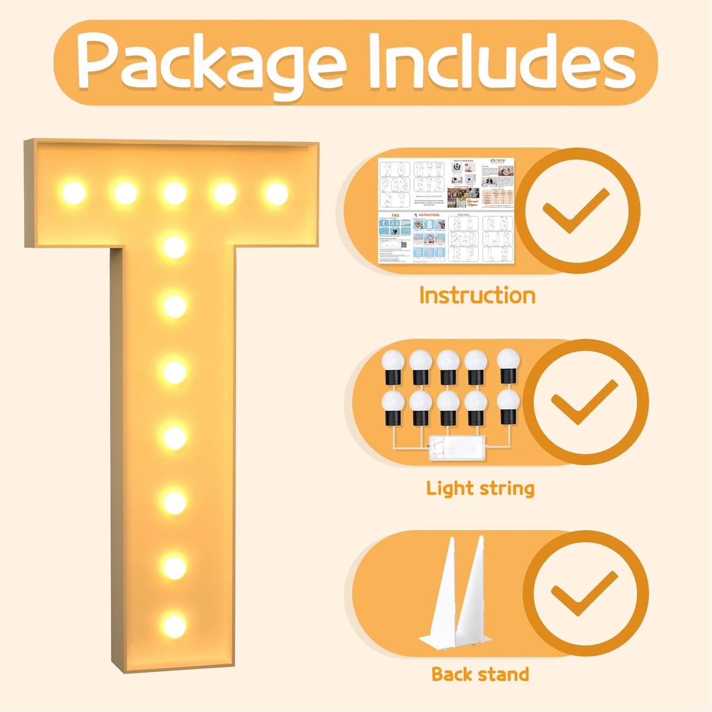 Marquee Letters 4 Feet Tall Large Light Up Letters T Happy Birthday Decorations Marry Me Engagement Party Decor Yellow Light Birthday Decorations Balloon Arch Kit Foam Sign T